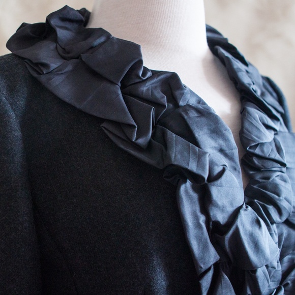 J. CREW wool pleated-silk chimera charcoal jacket - Picture 6 of 7